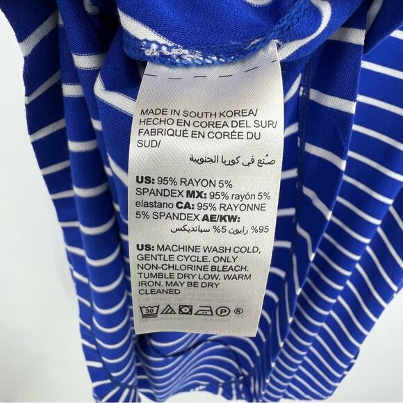 Chico’s skirt 12/14 blue white stripe jersey knit stretch elastic waist midi - Picture 7 of 7